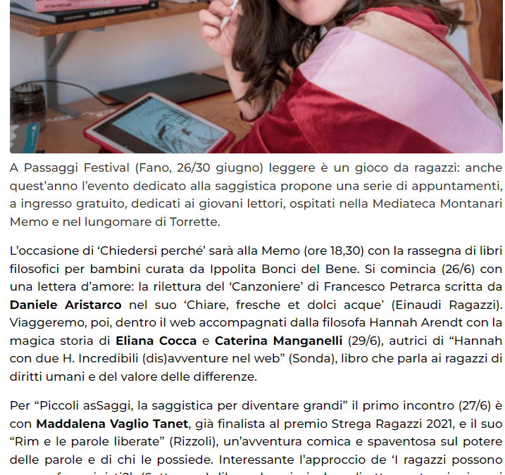 Vivere Fano-L’avventura dei libri comincia da piccoli: le rassegne e i laboratori di Passaggi Festival per bambini e ragazzi
