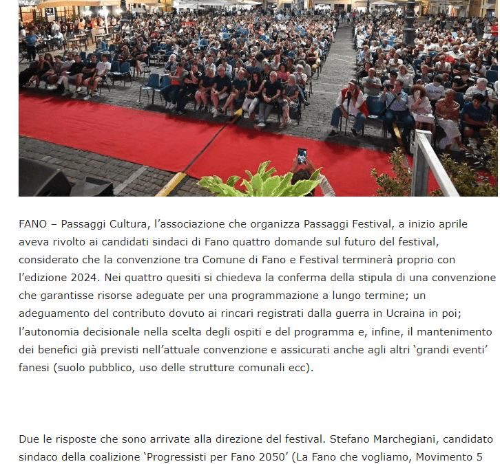 Occhio alla Notizia-Quattro domande per un sindaco: le risposte dei candidati sul futuro di Passaggi Festival