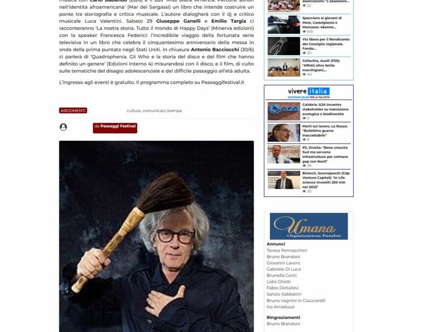 Vivere Fano-La saggistica in riva al mare i libri di Passaggi Festival ci portano in vacanza