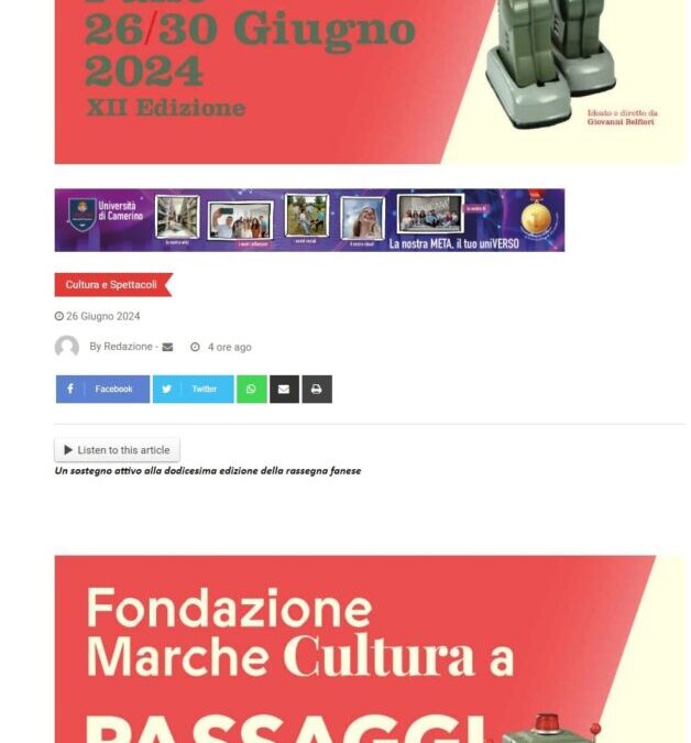 Il mascalzone- Fondazione Marche Cultura porta “I Libri si sentono soli” a Passaggi Festival