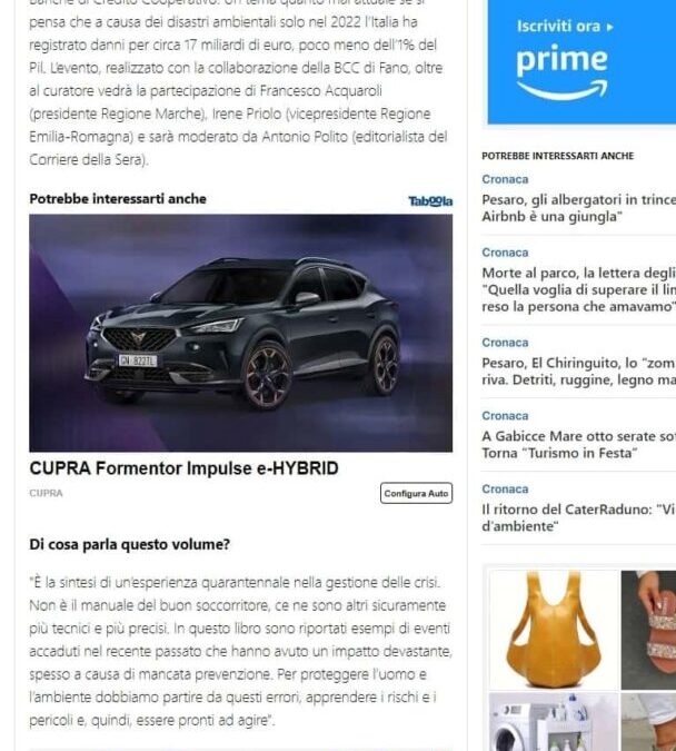 Il Resto del Carlino- Miozzo al Festival Passaggi Tutte le catastrofi vanno prevenute