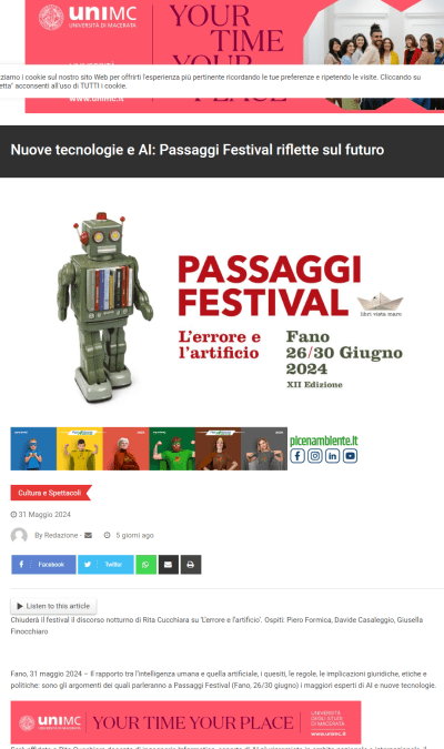 Ilmascalzone.it-Nuove tecnologie e AI: Passaggi Festival riflette sul futuro