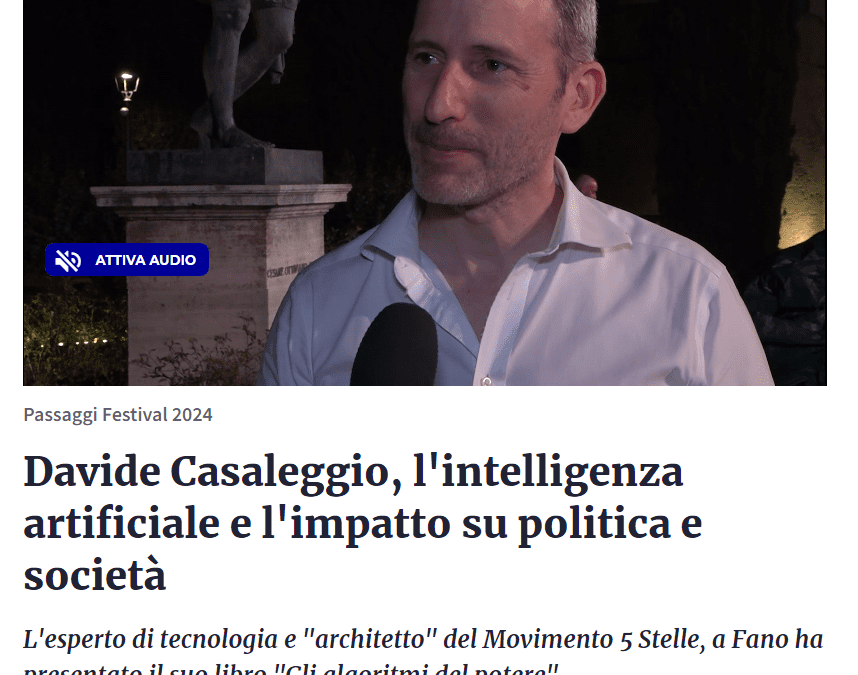 RaiNews-Davide Casaleggio, l’intelligenza artificiale e l’impatto su politica e società