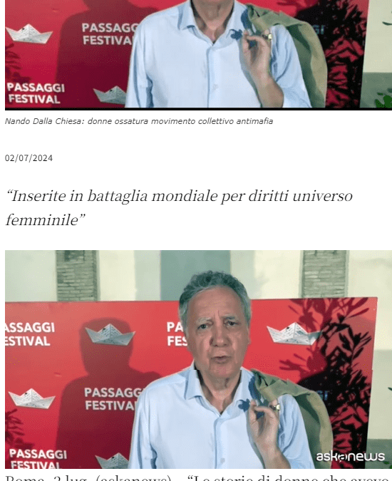 Magazine Italia-Nando Dalla Chiesa: donne ossatura movimento collettivo antimafia