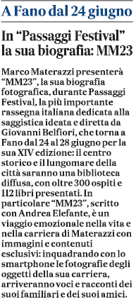 Il Messaggero – In “Passaggi Festival” la sua biografia: MM23